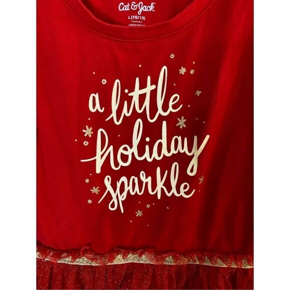 Cat & jack girls, Christmas/holiday tuelle red dress size 10/12  - Picture 3 of 4